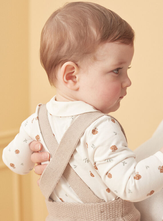 Beige and white pants, bodysuit and socks set LONDON / 24H0CM11ENS007