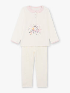 Girl's pink and ecru T-shirt and pants pyjama BEBULETTE / 21H5PF61PYJ001