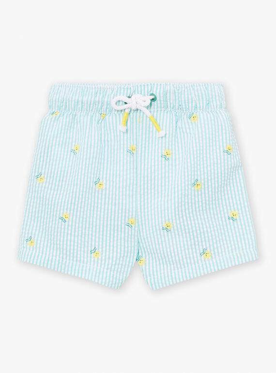 Ecru swim shorts with stripe print KISWANN / 24E4BGG1MAI001