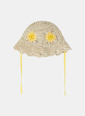 Straw bucket hat with flower motifs KALOLA / 24E4BFD1CHA009