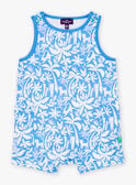 Short blue jumpsuit with palm and sun prints LABOBBY / 24H1BGI2CBLC208