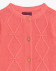 Baby girl's pink macaron knitted cardigan CALILY / 22E1BFJ2CARD318