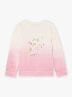 Child girl pink tie-&-dye sweatshirt with fancy birds pattern CESWETTE / 22E2PFB1SWE305