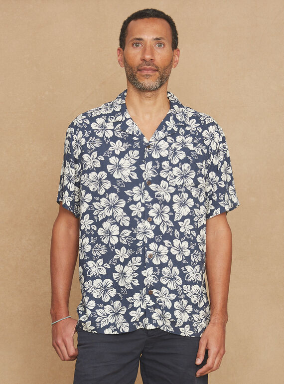 Navy blue floral-print shirt KROCHEMAGEM / 24E3GHT1CHM070
