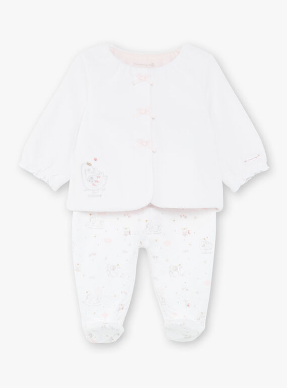 Set fancy velvet vest and tubing pants ecru baby girl ZOLOUNA / 21E0NFG2ENS000