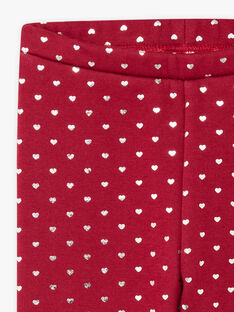 Girl's burgundy red legging with heart prints BROLIETTE 3 / 21H4PFF3CTT503