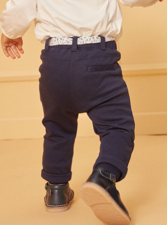 Navy blue pants with floral print belt LACLARA / 24H1BFJ1PAN070