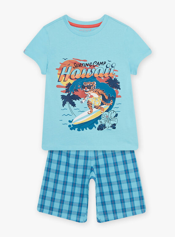 Child boy's turquoise blue surf pajama set CAWAIAGE / 22E5PG55PYJC216