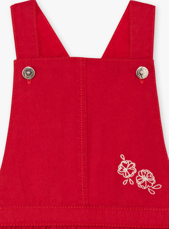 Embroidered red dungarees dress child girl BAROBETTE / 21H2PF11CHSF505