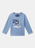 Sky-blue jersey T-shirt with guitar badger motif LETICHAGE / 24H3PGJ1TMLC236