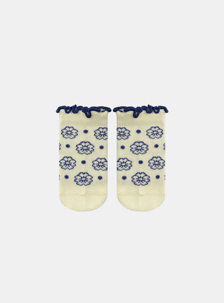Pale Yellow Jacquard Flower Socks Pale Yellow Jacquard Flower Socks KAULINE / 24E4BFR1SOQ103
