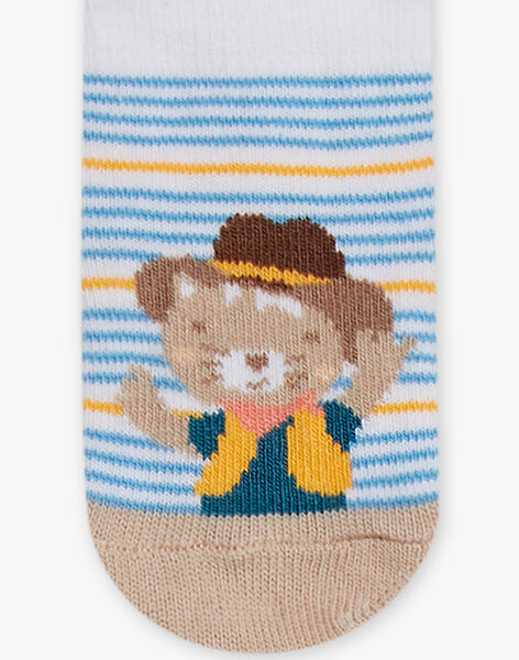 Baby boy striped socks with cowboy cat print CAOTTO / 22E4BGJ1SOBA001