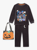 Boy's dark grey phosphorescent pyjama set with pumpkin bag BALOAGE / 21H5PGH1PYJJ905