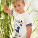 Off white T-shirt with cheetah and iguana design child boy