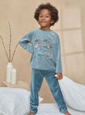 Blue velvet pyjama set with stripe print KUINOAGE / 24E5PG51PYJ001