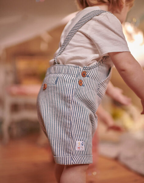 Baby boy's striped short overalls with fancy pattern CAOTIS / 22E1BGJ1SACC203