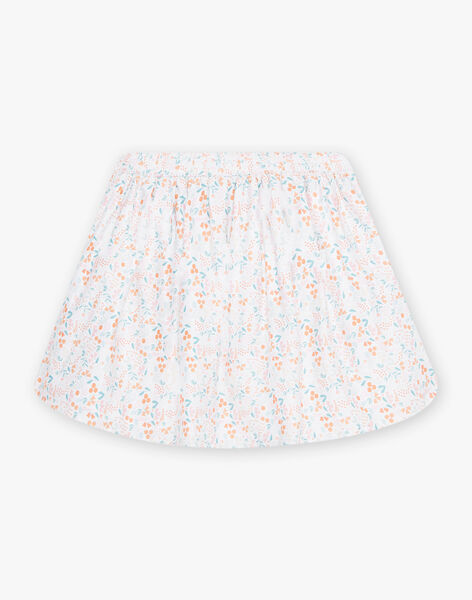 Pink satin skirt with flower print child girl CYBOETTE / 22E2PF21JUP030