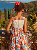 Ecru dress with blue and orange flower print KLOCROETTE / 24E2PFS1RBS001