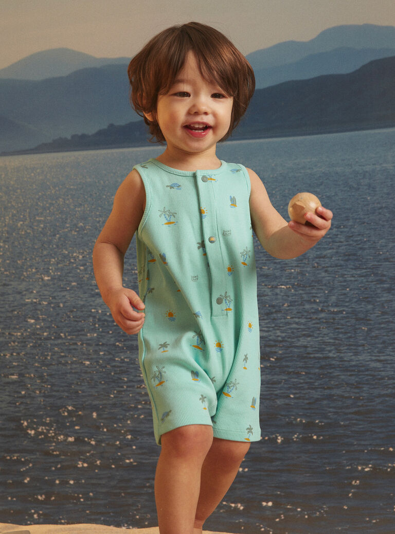 Turquoise sleeveless jumpsuit with stripe print Turquoise sleeveless jumpsuit with stripe print KISERGIO / 24E1BGG1CBL203