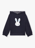 Girl's navy blue reversible sequin sweater with rabbit print BROZOETTE / 21H2PFF1SWE070