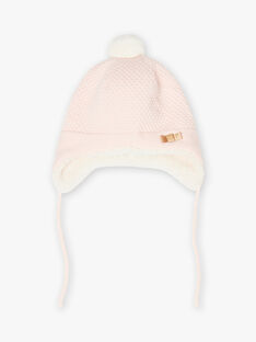 Baby girl pink beanie with pompon BISOLANGE / 21H4BFE2BOND327