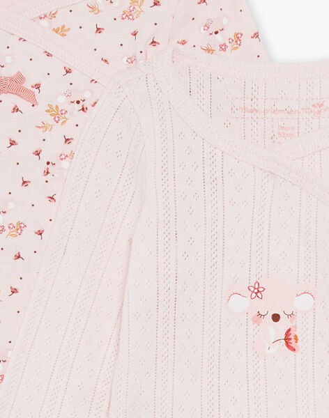 2 soft pinks bodysuits with floral and koala print FORESTA / 23E0NF61BOD321