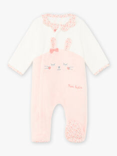 Baby girl's two-tone faux fur romper with rabbit print BEJEANNE / 21H5BF71SPY309