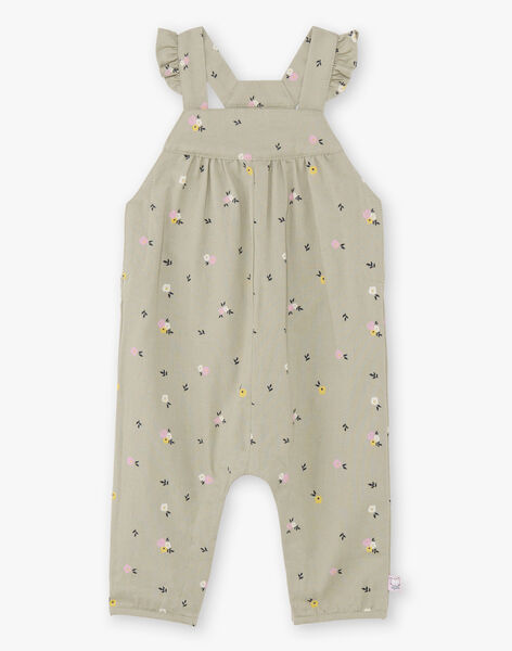 Baby girl's khaki overalls with floral print BACHARLENE / 21H1BF21SAL604