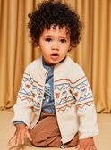 Beige jacquard knitted vest with animals and fantasy motifs
