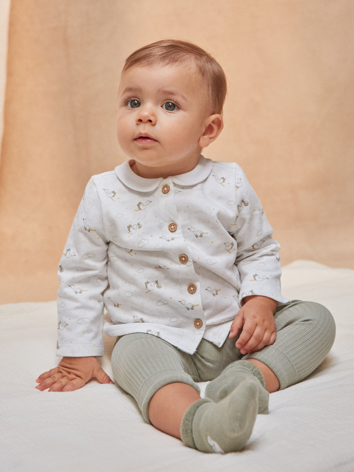 Ecru and sage green daytime set Mixed Sergent Major