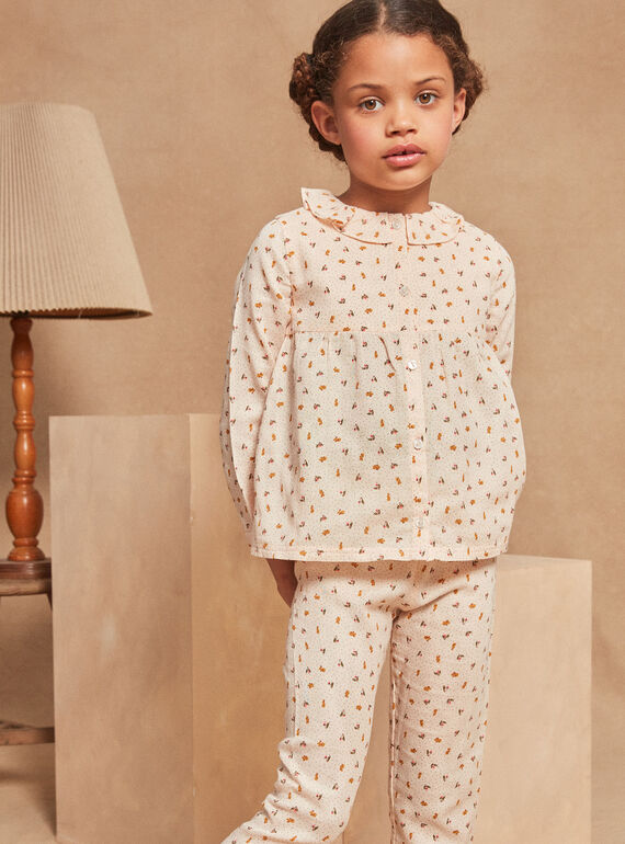 Pale pink pyjamas in cotton gauze with floral print GRUTETTE / 23H5PF12PYJ080