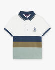 Navy, grey and khaki striped polo shirt FLAPOLAGE / 23E3PGO1POL001