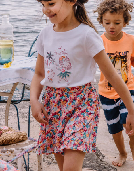 Child girl poplin ruffled skirt with floral print 22E2PFV1JUP001