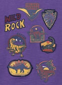 Purple short-sleeved dinosaur print T-shirt KICHAGE / 24E3PGC3TMC708