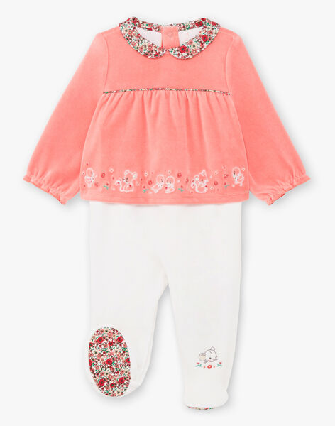 Baby girl's two-tone velvet long sleeve sleep suit BEBULLE / 21H5BF61GRE404