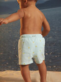 Ecru swim shorts with stripe print KISWANN / 24E4BGG1MAI001