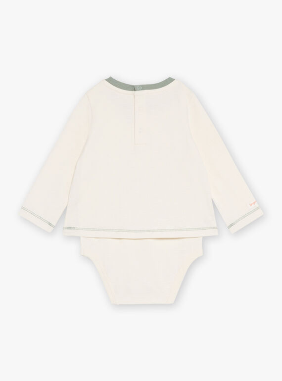 Long-sleeved vanilla body-shirt with tractor and animal motifs GABORICE / 23H1BG71BOD114