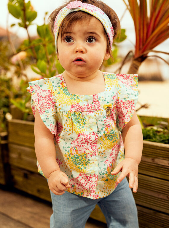 Baby Girl Floral Print Cotton Sateen Blouse CASABRINA / 22E1BFN1CHE811