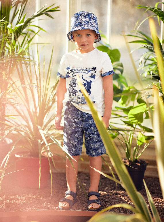 Child boy blue shorts with foliage print CIPOPAGE / 22E3PGK2BERC211