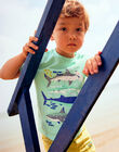Child boy turquoise T-shirt with shark print COTIFAGE / 22E3PGN1TMC203