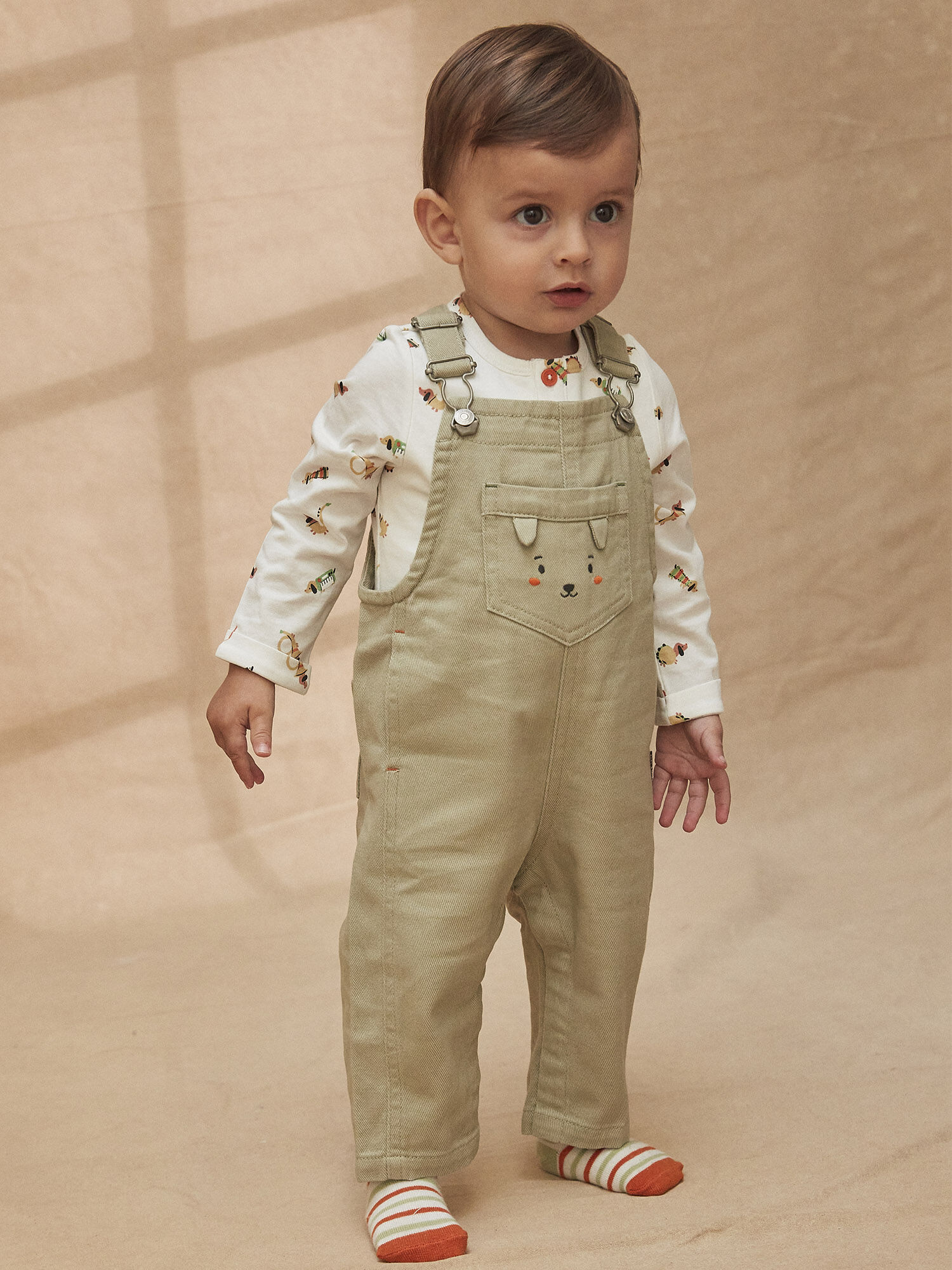 Baby boy 2025 khaki overalls
