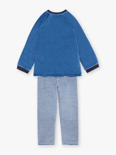 Boy's pyjama T-shirt and pants navy blue and white BEDINAGE / 21H5PG65PYJ208