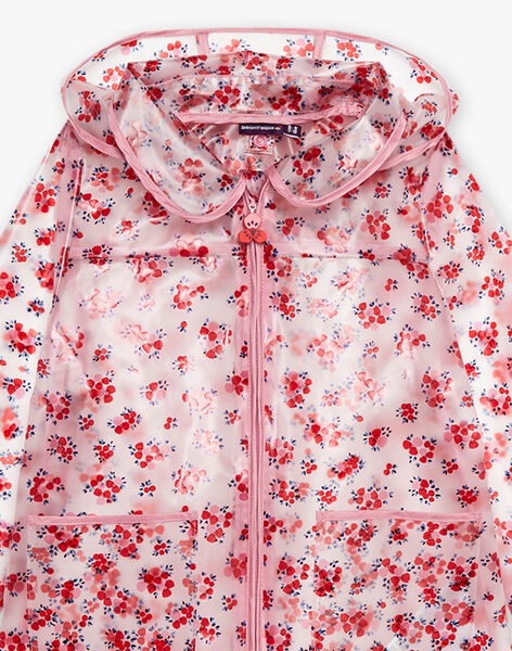 Child girl's 3-in-1 old pink floral print raincoat CLACIRETTE / 22E2PFG2IMP961