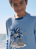Sky-blue jersey T-shirt with guitar badger motif LETICHAGE / 24H3PGJ1TMLC236