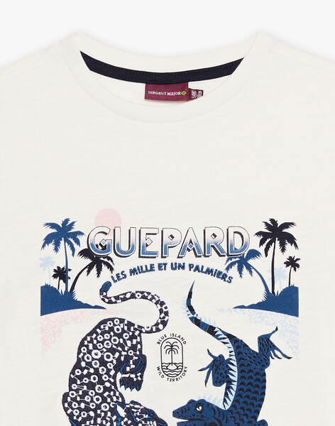 Off white T-shirt with cheetah and iguana design child boy CITIJAGE / 22E3PGK1TMC001