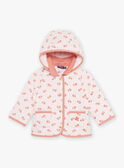 Pale pink quilted hooded coat with flower print. FIMARIE / 23E1BF51VESD319