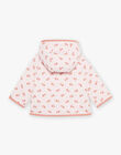 Pale pink quilted hooded coat with flower print. FIMARIE / 23E1BF51VESD319