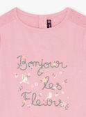 Child girl pink embroidered T-shirt with fancy flower lettering CETIETTE / 22E2PFB1TMC305