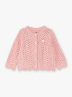 Baby girl pink knitted cardigan BAINES / 21H1BFJ2CARD314