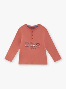 Brick red long-sleeved t-shirt for children and boys ZECRIAGE / 21E3PGB1TML506